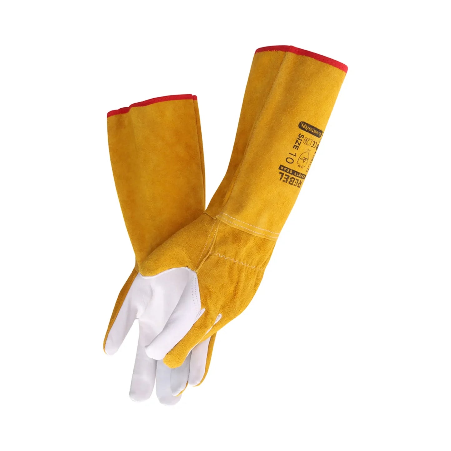 REBEL Tru Touch Yellow Split/Grain Leather Tig Welders Elbow Gloves