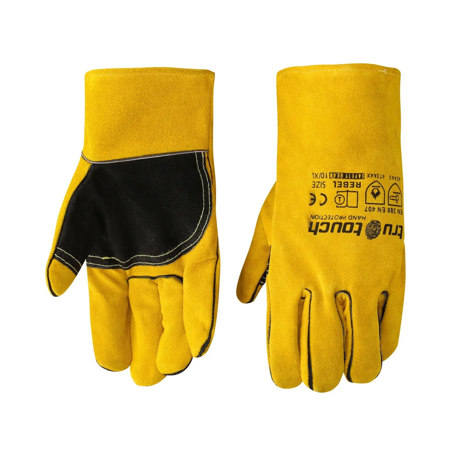 REBEL Tru Touch Yellow Lined Welders Superior Wrist Length Gloves