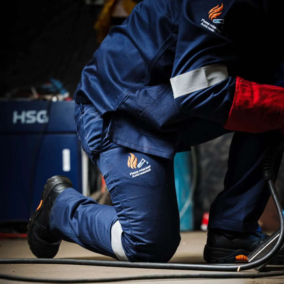 REBEL Workwear Conti Trousers D59 Acid/Flame Reflective Navy