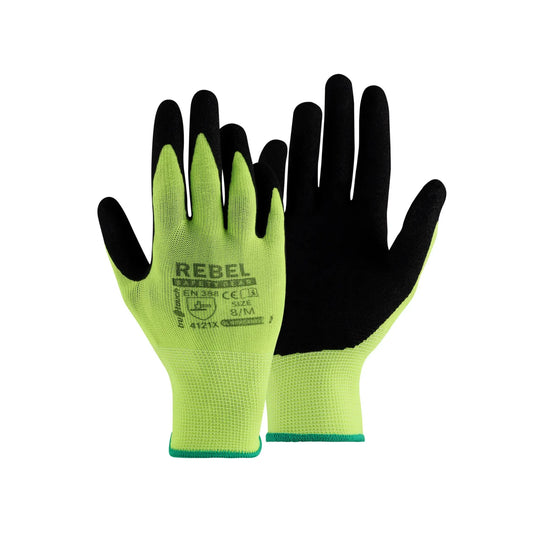 REBEL Tru Touch Hi-Viz Sandy Nitrile Single Dipped Gloves
