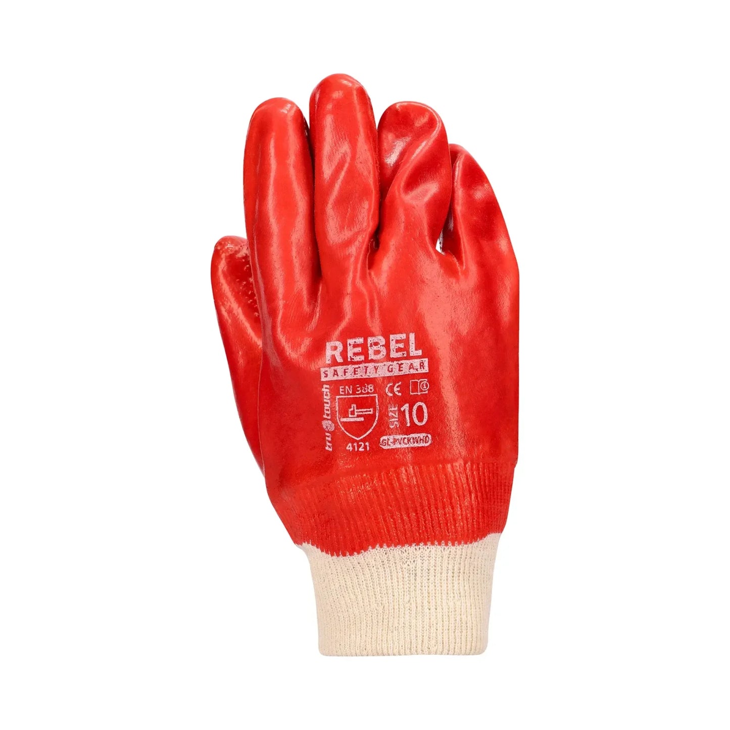REBEL Tru Touch Red PVC Heavy Duty Gloves Rough Palm