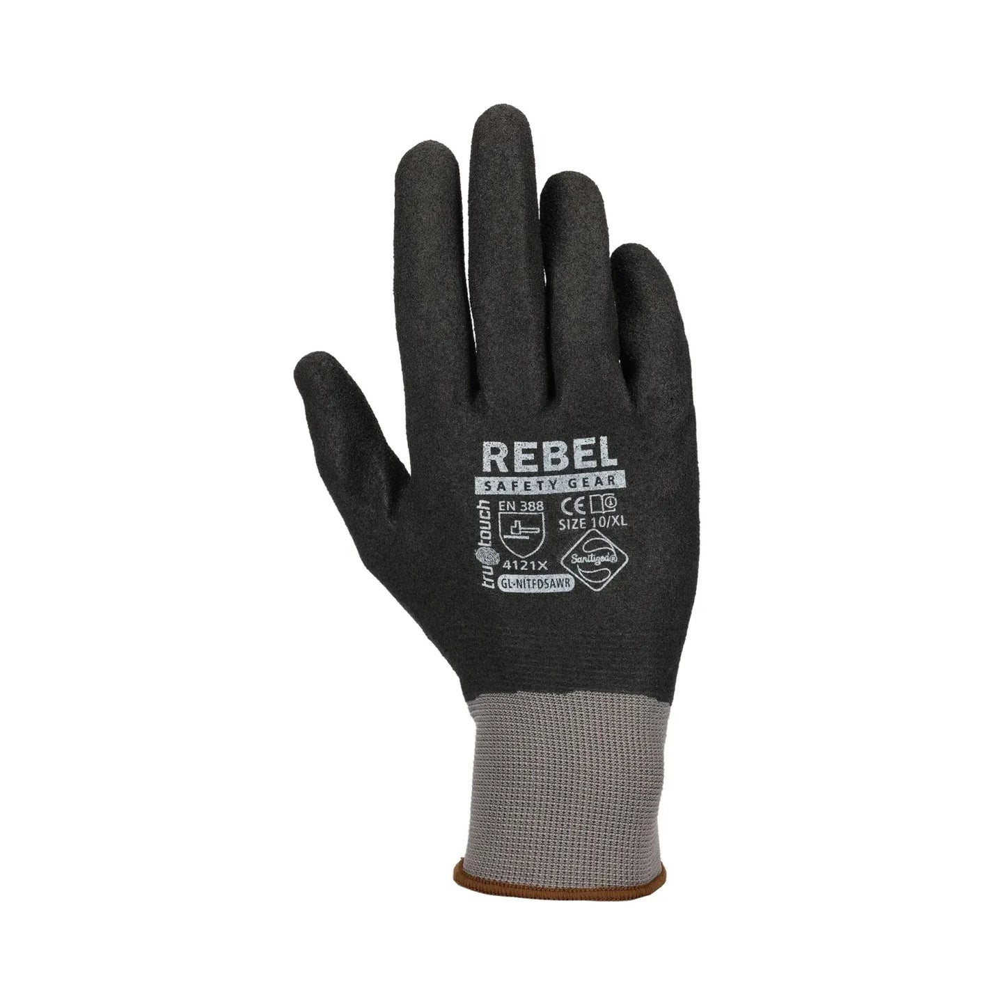 REBEL Tru Touch Black Full Dip Sandy Nitrile Gloves
