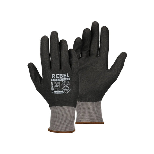 REBEL Tru Touch Black Full Dip Sandy Nitrile Gloves