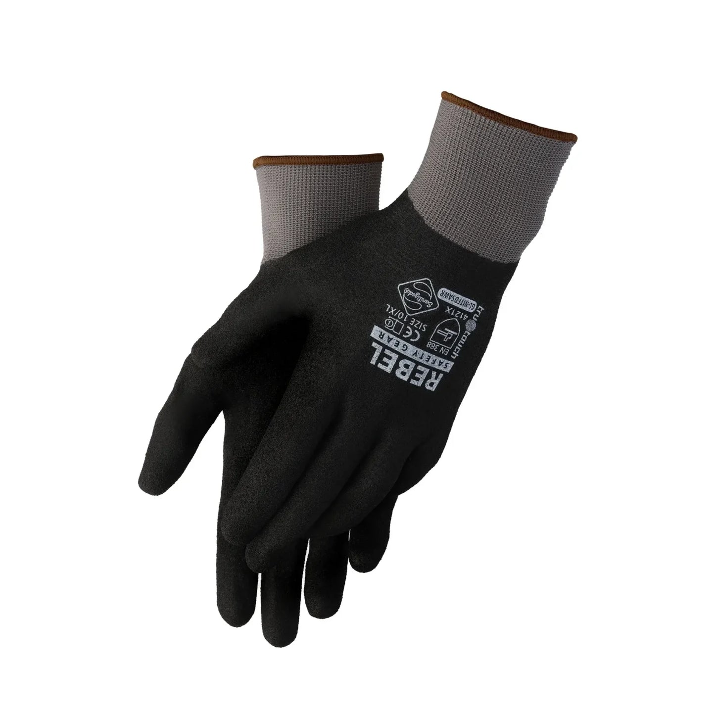 REBEL Tru Touch Black Full Dip Sandy Nitrile Gloves