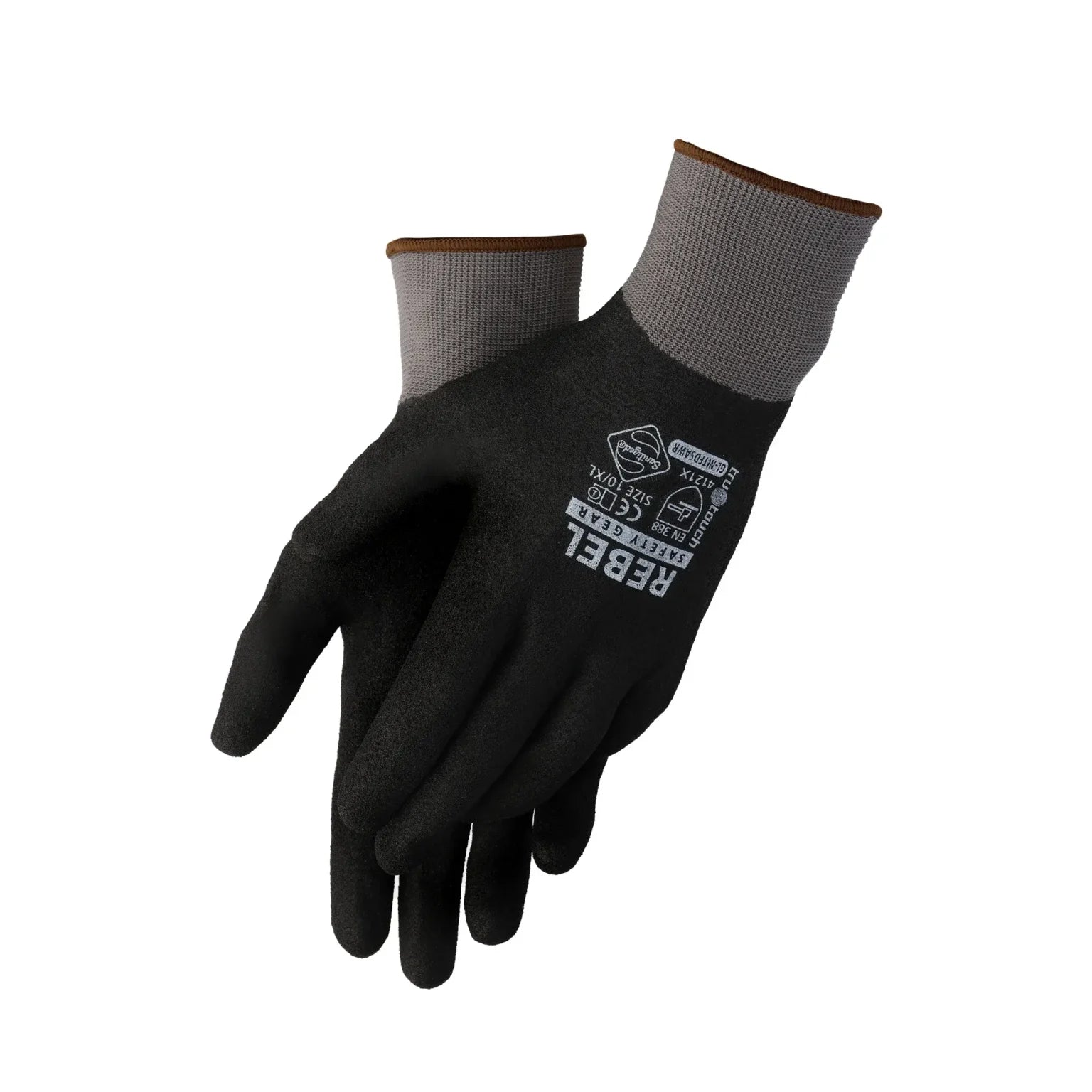 REBEL Tru Touch Black Full Dip Sandy Nitrile Gloves