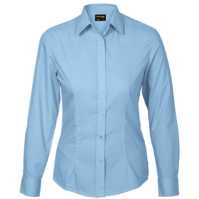 Ladies Basic Blouse Poly Cotton Ladies Long Sleeve
