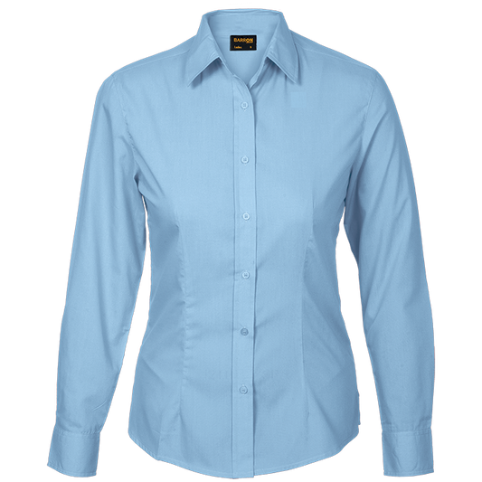Ladies Basic Blouse Poly Cotton Ladies Long Sleeve