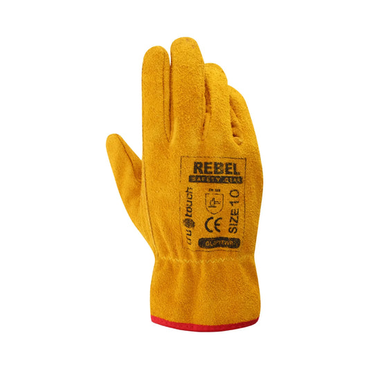 REBEL Tru Touch Yellow Split Leather Wrist Gloves