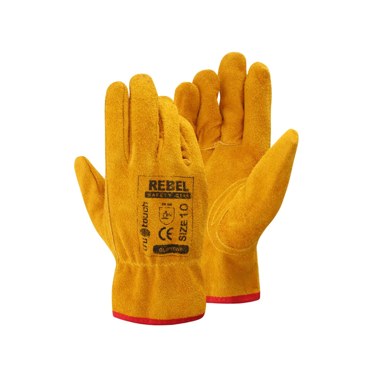 REBEL Tru Touch Yellow Split Leather Wrist Gloves