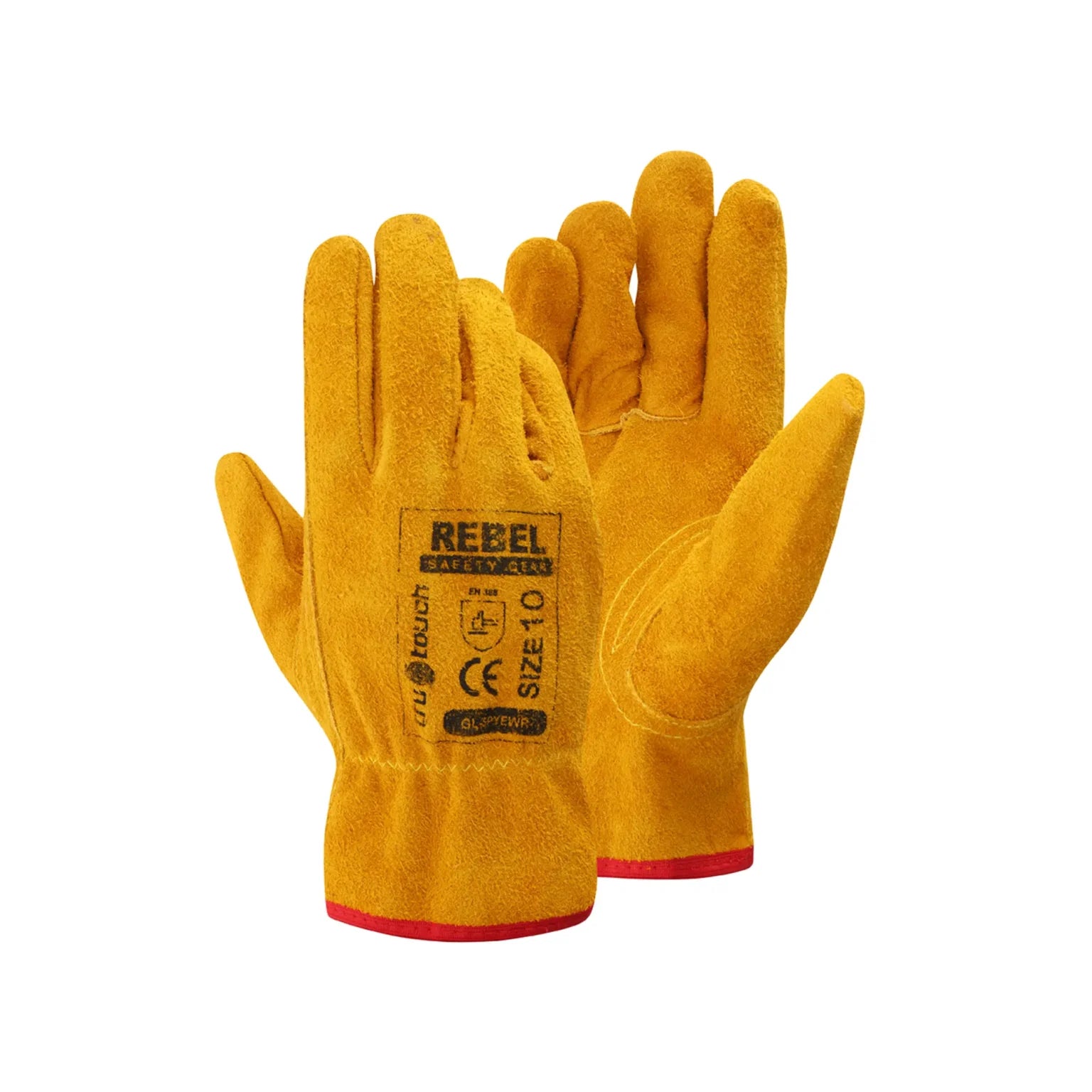 REBEL Tru Touch Yellow Split Leather Wrist Gloves