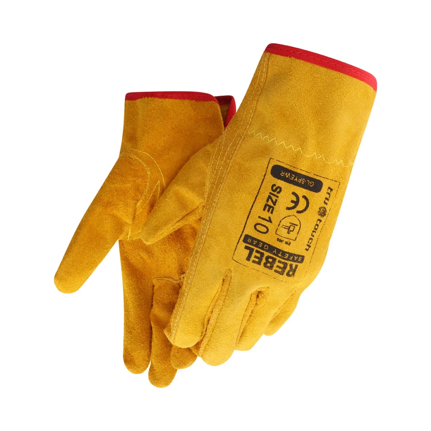 REBEL Tru Touch Yellow Split Leather Wrist Gloves