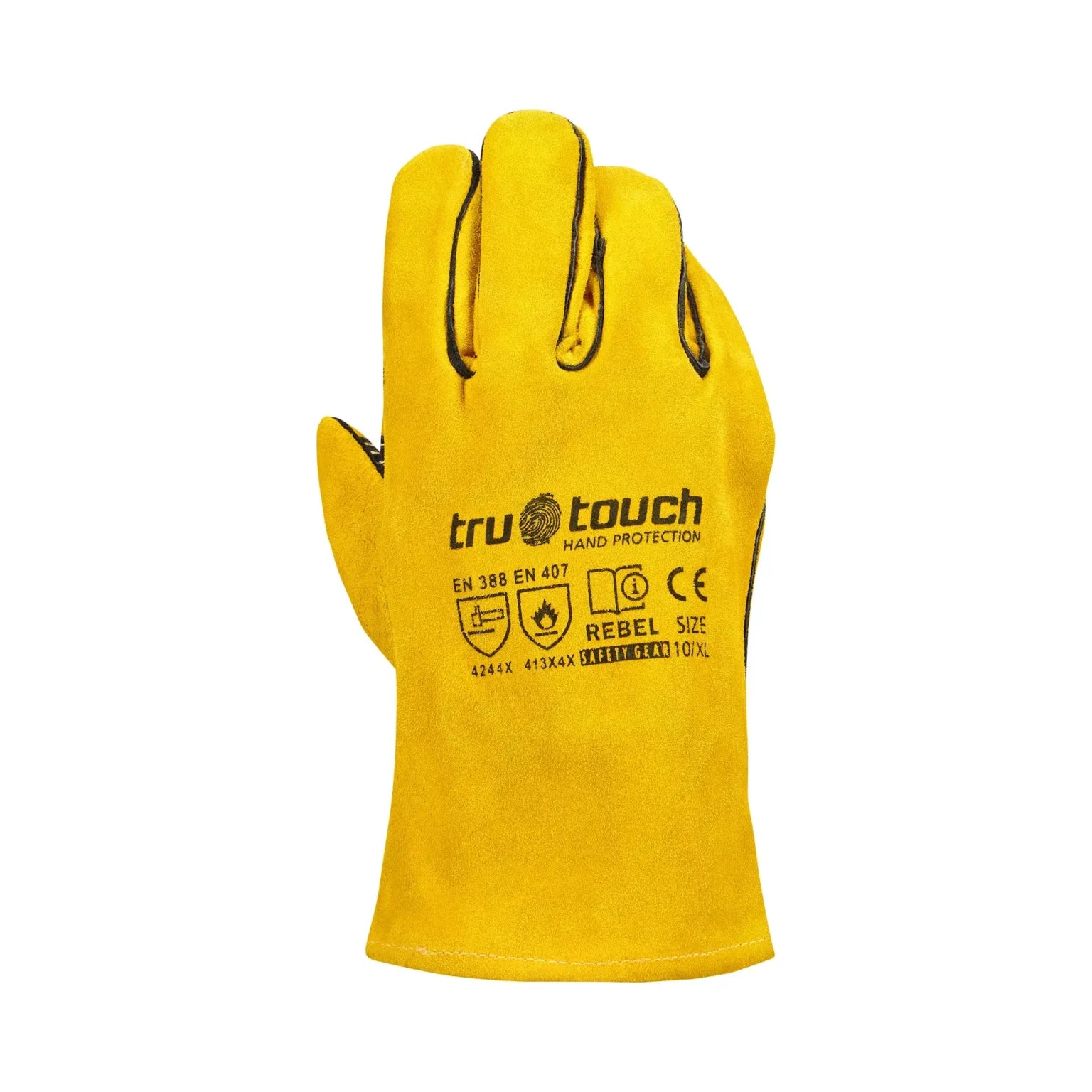 REBEL Tru Touch Yellow Lined Welders Superior Wrist Length Gloves