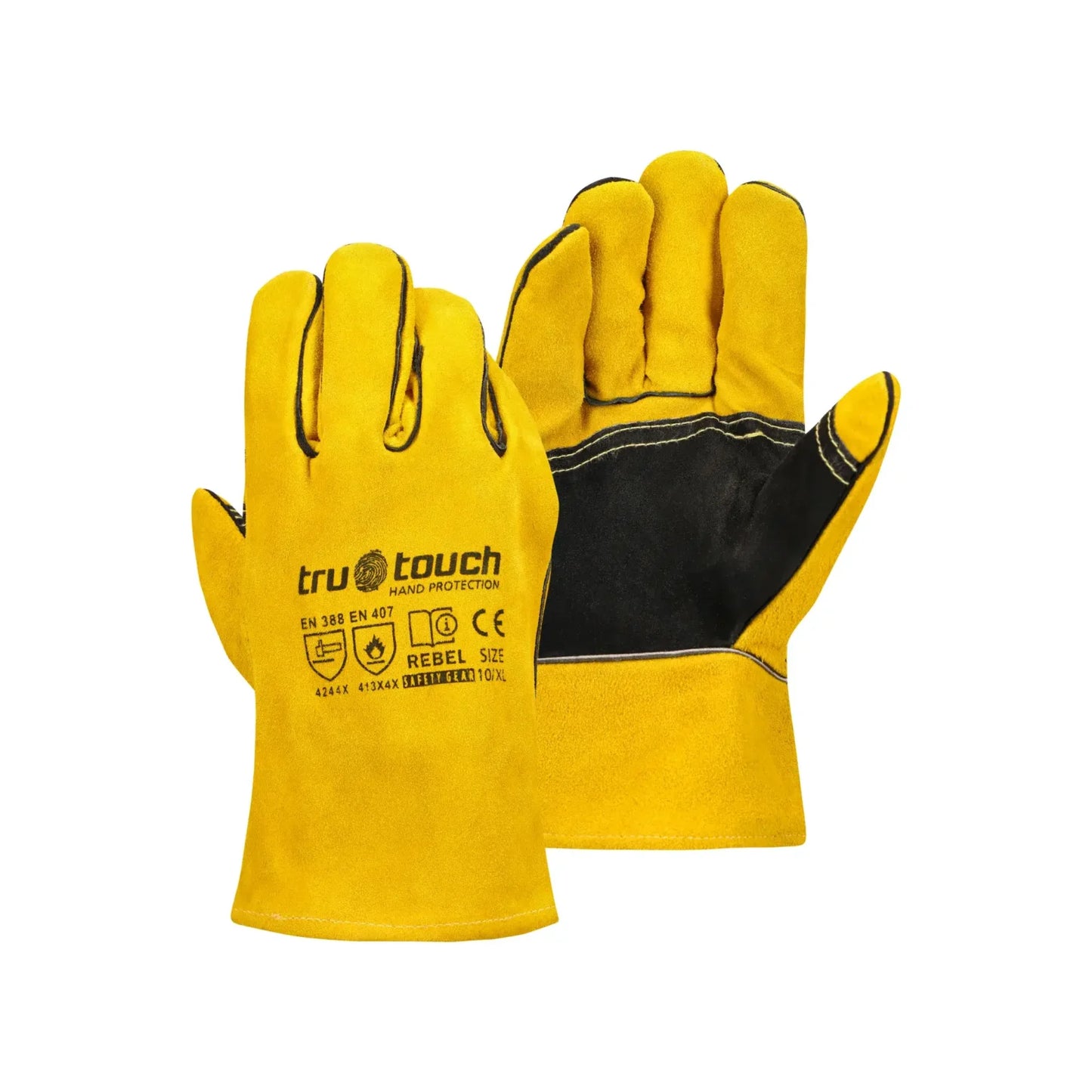 REBEL Tru Touch Yellow Lined Welders Superior Wrist Length Gloves