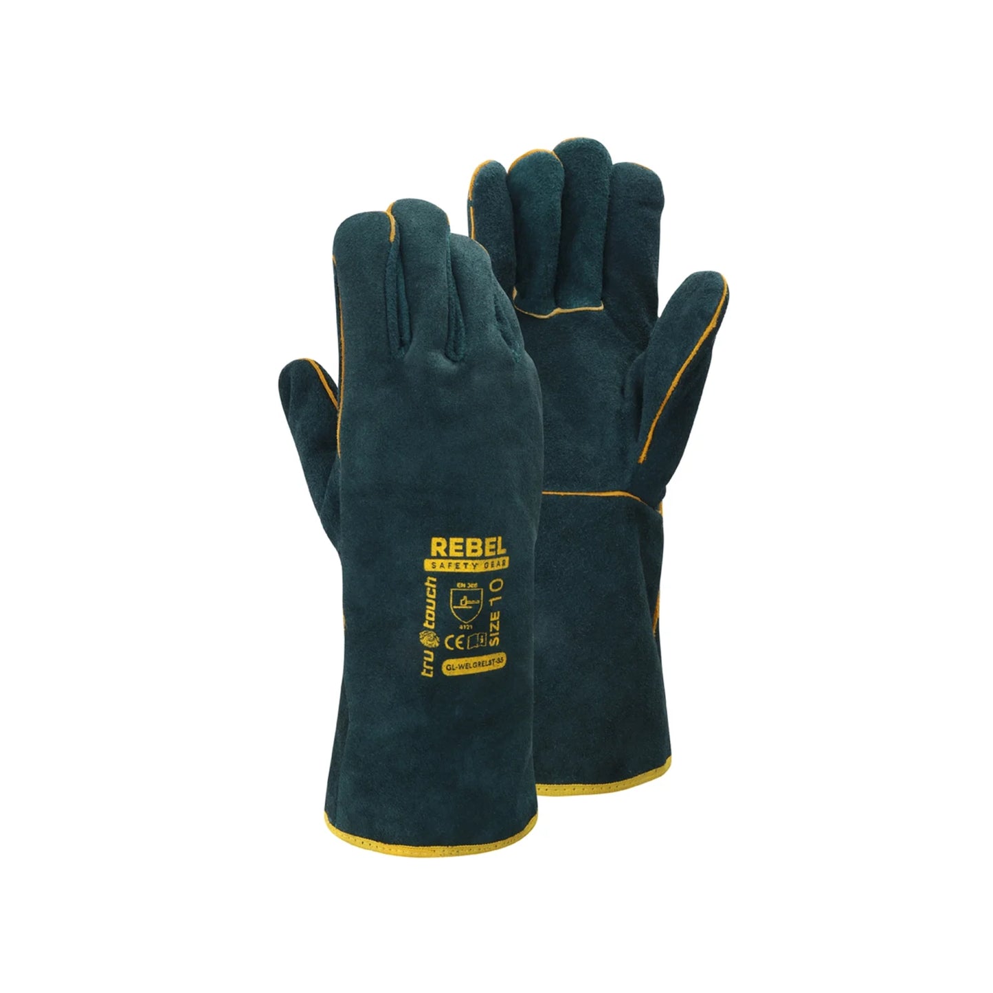 REBEL Tru Touch Green Lined Welders Elbow Gloves 35cm