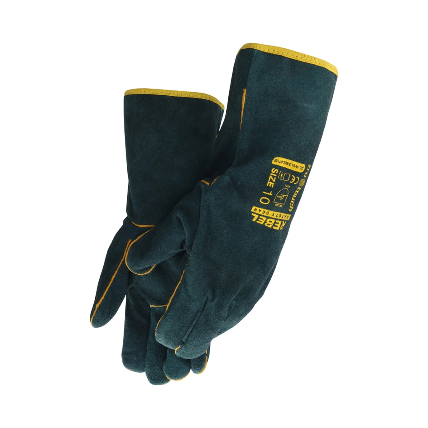 REBEL Tru Touch Green Lined Welders Elbow Gloves 35cm