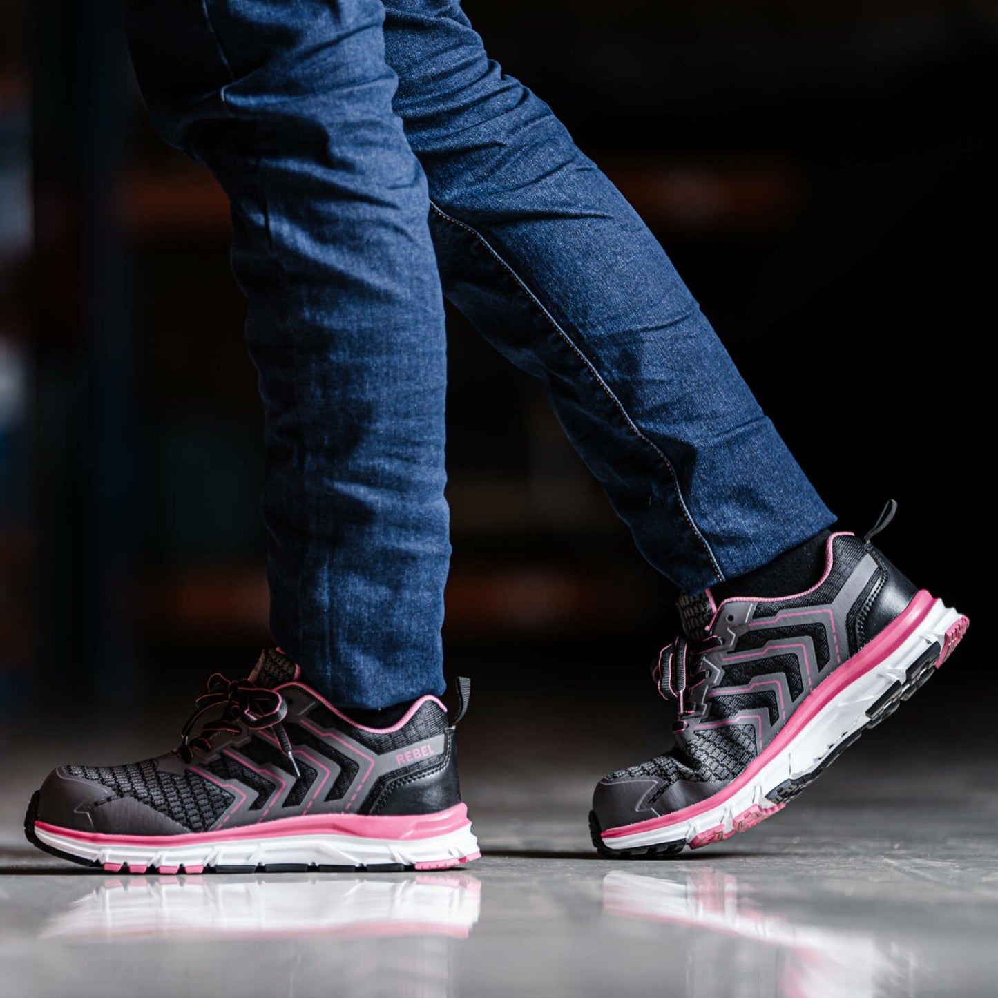 REBEL Ladies Light Industrial 2.0 Shoe Black Pink