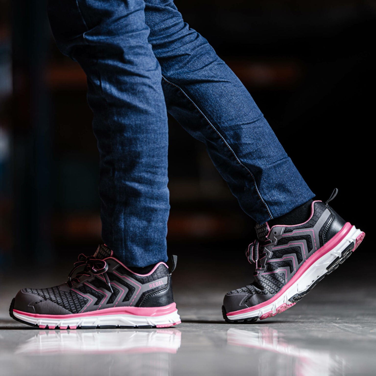 REBEL Ladies Light Industrial 2.0 Shoe Black Pink