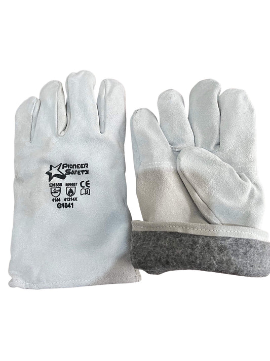 Pair of chrome fleece lined  grey gloves  
