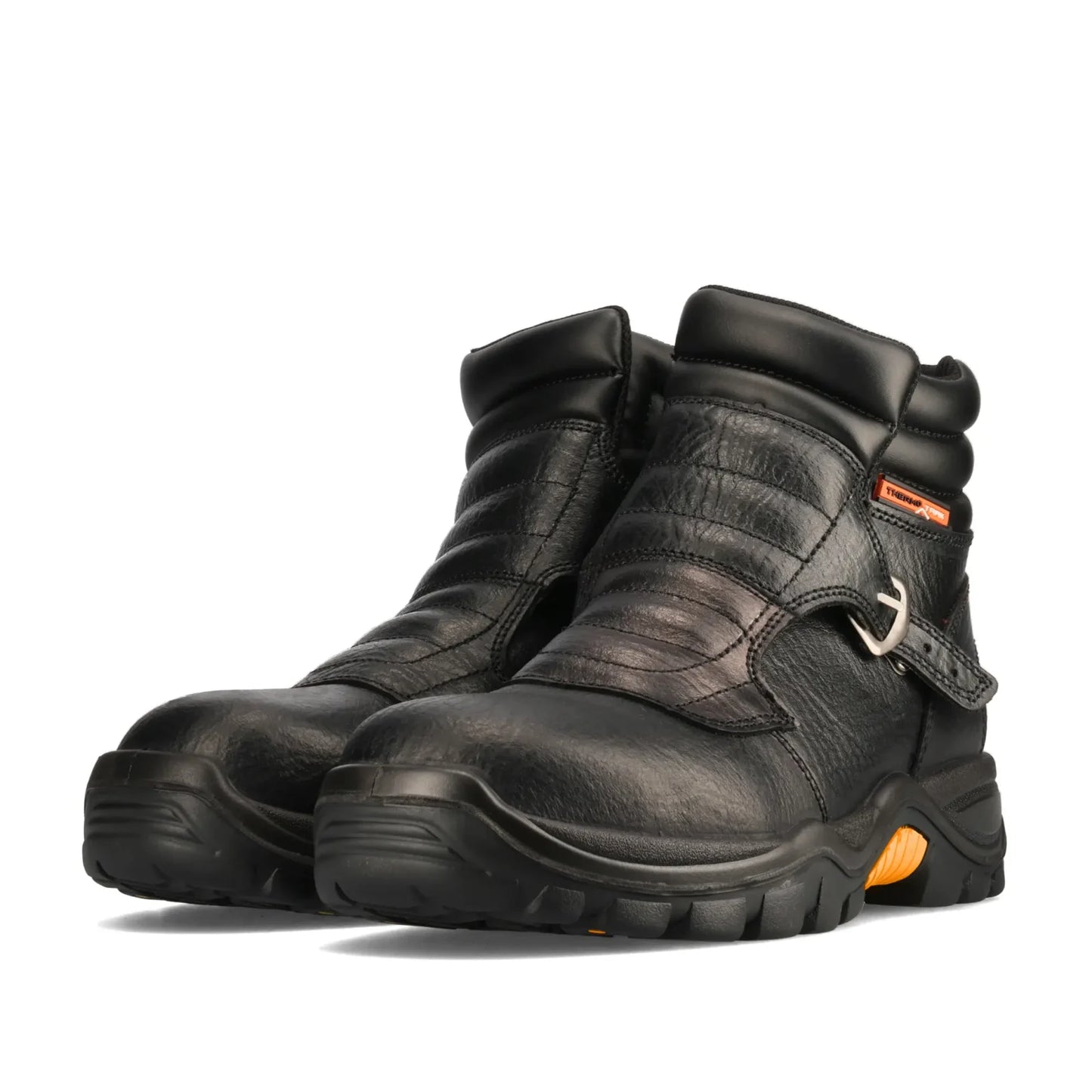 KPS REBEL Thermotrak Hi Boot of black leather boots with orange accents on a white background