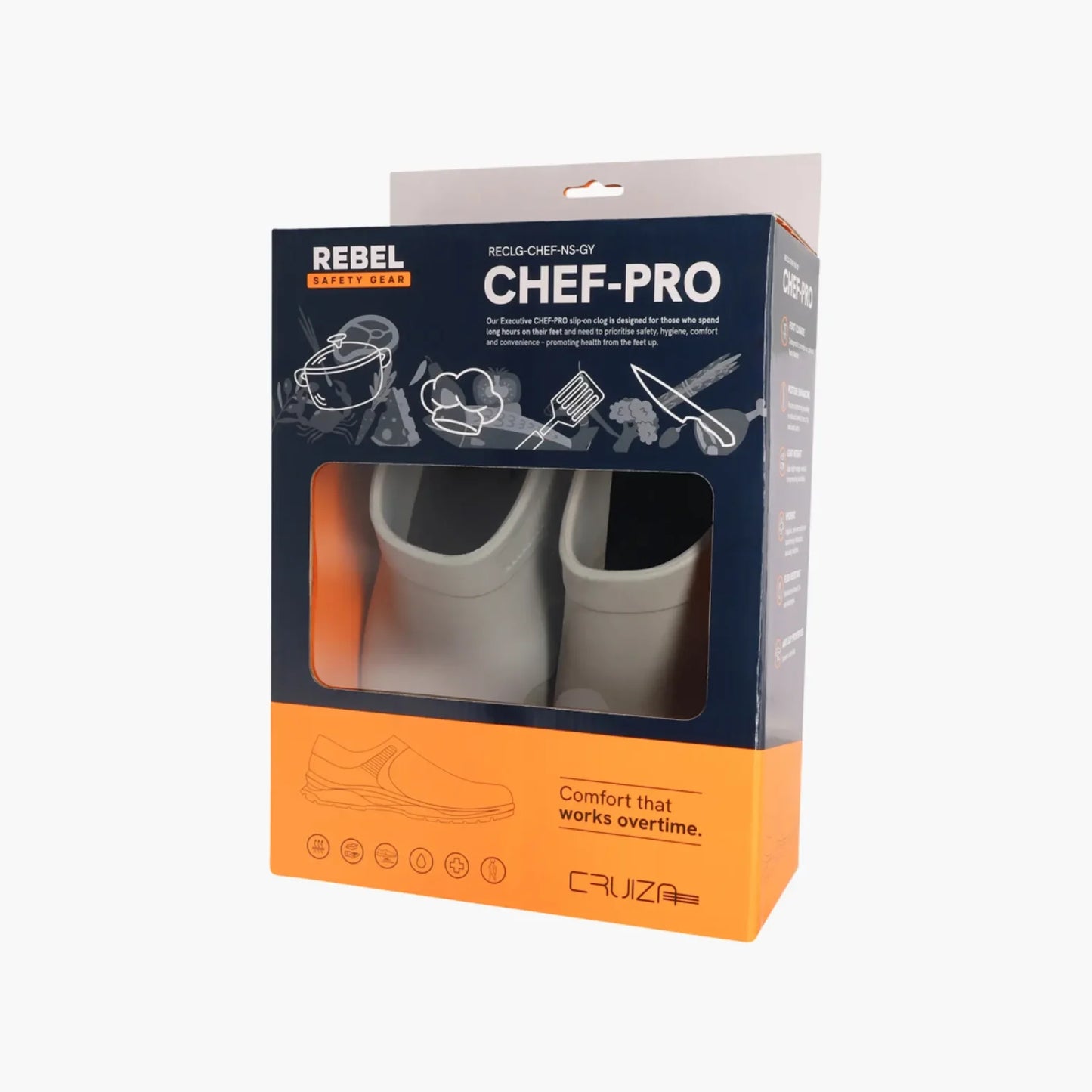 REBEL Cruiza Chef-Pro Slip-on Clog No Strap Grey and Blue